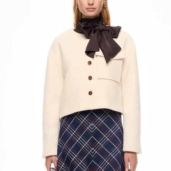 Tanya Taylor Winter White Tweed Blazer XS Boxy Boucle Professional Designer $565 - Picture 1 of 10